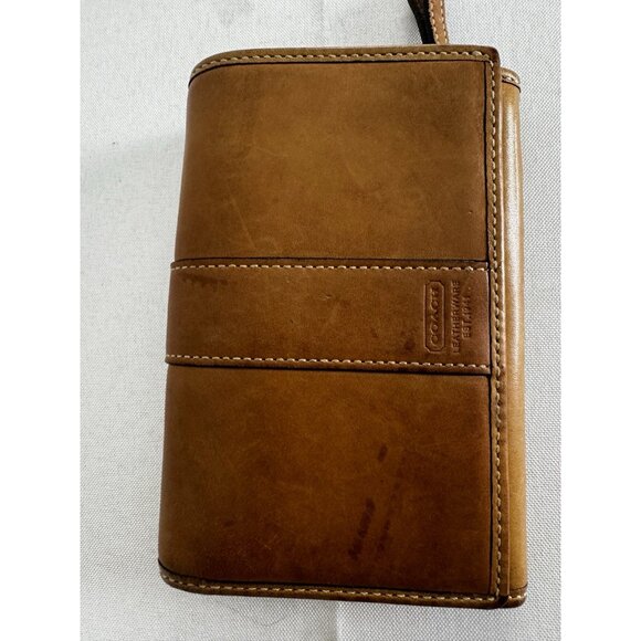 Vintage Coach Womens Tan Leather Wallet Moneyfold Zip Pocket Classic Western - Picture 12 of 16